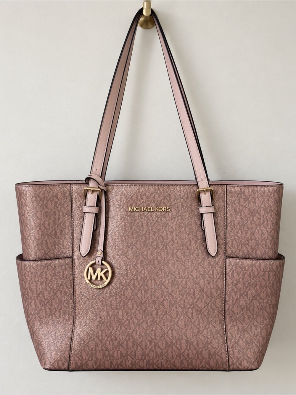 Michael Kors Blush Pink Signature Tote with Gold Accents